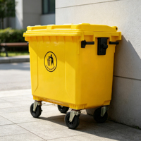 Poubelle rectangulaire en HDPE scellée et inodore de 1100 L avec logo personnalisé pour bibliothèque, librairie, lieu d'éducation culturelle
