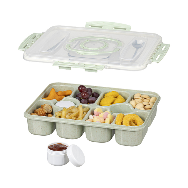 Snackle Box Container 10-Compartment Portable Snack Box with Lid & Handle Snack Containers for Snacks
