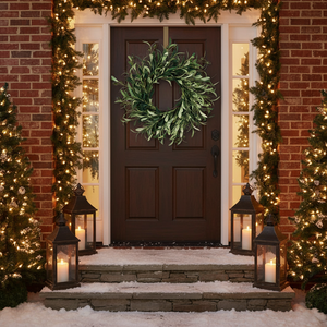 Corona Colgante de Flores de Olivo Artificiales de Plástico Ecológico Rústico para <span class=keywords><strong>Navidad</strong></span>, Guirnalda de Ramas de Olivo para Entrada, <span class=keywords><strong>Chimenea</strong></span>, Pared - Product Image 6