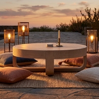 LUXORA Ensemble de jardin pour patio d'hôtel Table basse ronde en teck Mobilier d'extérieur moderne de luxe Table basse pour cour