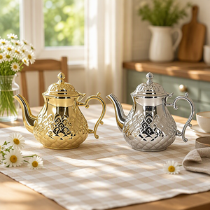 Elegant <strong>Arab</strong> Style 900ml/1.2L/1.6L Hotel Restaurant Catering Serving Pot Dallah Coffee Pot Stainless Steel Moroccan Teapot - Product Image 1