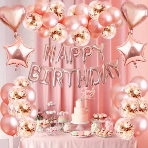 Набор воздушных шаров с розовым золотом на день рождения для женщин и девочек