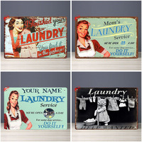 Plaques Métalliques Vintage pour Blanchisserie, Décoration Murale en Étain, Plaque Métallique Personnalisée, Plaque Métallique pour Blanchisserie