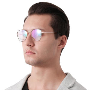 Montures de lunettes ovales en métal simples pour femmes avec verres AC bloquant la lumière bleue pour la protection des yeux, fabriquées à Wenzhou, référence 880551 - Product Image 2