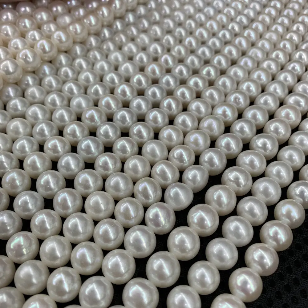 4-8mm White Cultured Natural Real Freshwater Pearl Strand String Beads Wholesale Loose Round Fresh Water Pearl Large Hole Pearls