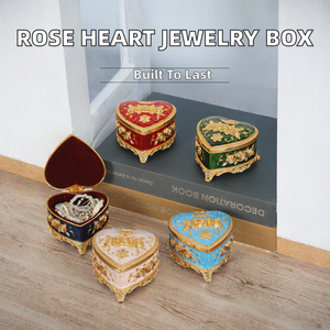 Boîte à bijoux de luxe simple et élégante de style européen et coréen, boîte à bijoux en forme de rose, coffret cadeau en métal pour princesse, boîte de rangement en velours pour bijoux - Product Image 2