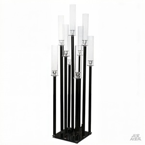Candélabres à 9 bras en métal noir pour centres de table de mariage, décoration, chandeliers pour mariage - Product Image 6