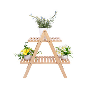 Support à fleurs d'intérieur en bambou, étagère de salon, étagère triangulaire simple multi-niveaux sur pied pour balcon, personnalisable - Product Image 2