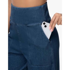 Pantalones de mezclilla de cintura alta para mujer FOXA, elásticos, ajustados, con bolsillos, informales, para hacer ejercicio, tipo jeggings - Product Image 3