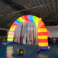 Nouvelle conception d'arche gonflable pour fête, en forme de bonbon, avec éclairage LED, arche gonflable en forme de bonbon avec décoration en forme de nœud pour la cour