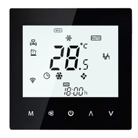 Layar LCD AC 4-Pipa Termostat Ruangan Wifi yang Dapat Diprogram untuk Unit Fan Coil, (Hitam)