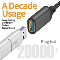 USB 3.0 Verlängerungskabel Stecker auf Buchse Hochgeschwindigkeits-5Gbps-Daten- & Ladekabel Nylon-Ummantelung für Webcam, Drucker, Festplatte