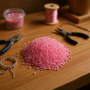 Perline Ilan Abalorios rosa da 4 mm, 50 g, per la creazione di gioielli - Product Image 2