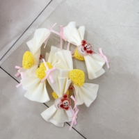 Breloque nœud gingham de luxe, figurine de dessin animé cœur scintillant, accessoires de perlage pour la fabrication de bijoux, chaînes de téléphone DIY, pendentifs de sac, vente en gros