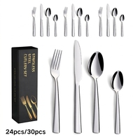 Ensemble de couverts de luxe en acier inoxydable, manche carré, finition miroir PVD, qualité alimentaire, épais et robuste, design moderne
