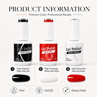 Vernis Gel UV LED Super Blanc Rouge Noir Sans HEMA Sans TPO de Haute Qualité pour Nail Art, Vente en Gros Usine, 15ml