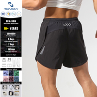 Shorts de course double couche pour hommes, séchage rapide, respirants, taille mi-haute élastique, couleur unie – Meilleures ventes été
