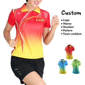 Logotipo personalizado estilo chino pareja deportes Ping-Pong pelota tenis camisa Polo Jersey puro algodón camiseta Polo - Product Image 1