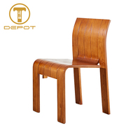 Chaise de salle à manger simple en bois massif de qualité commerciale, design créatif en noyer courbé