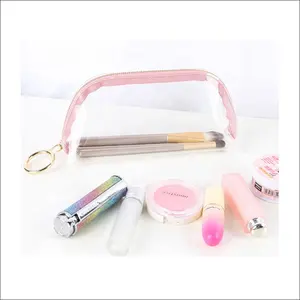 Bolsa de maquillaje Rosa transparente de viaje más nueva personalizada para mujer, bolsa de cosméticos, bolsas de cosméticos