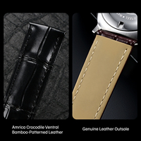 Bracelet de montre en cuir véritable grain de bambou alligator de qualité supérieure avec fermoir à boucle, confortable, respirant, pour affaires