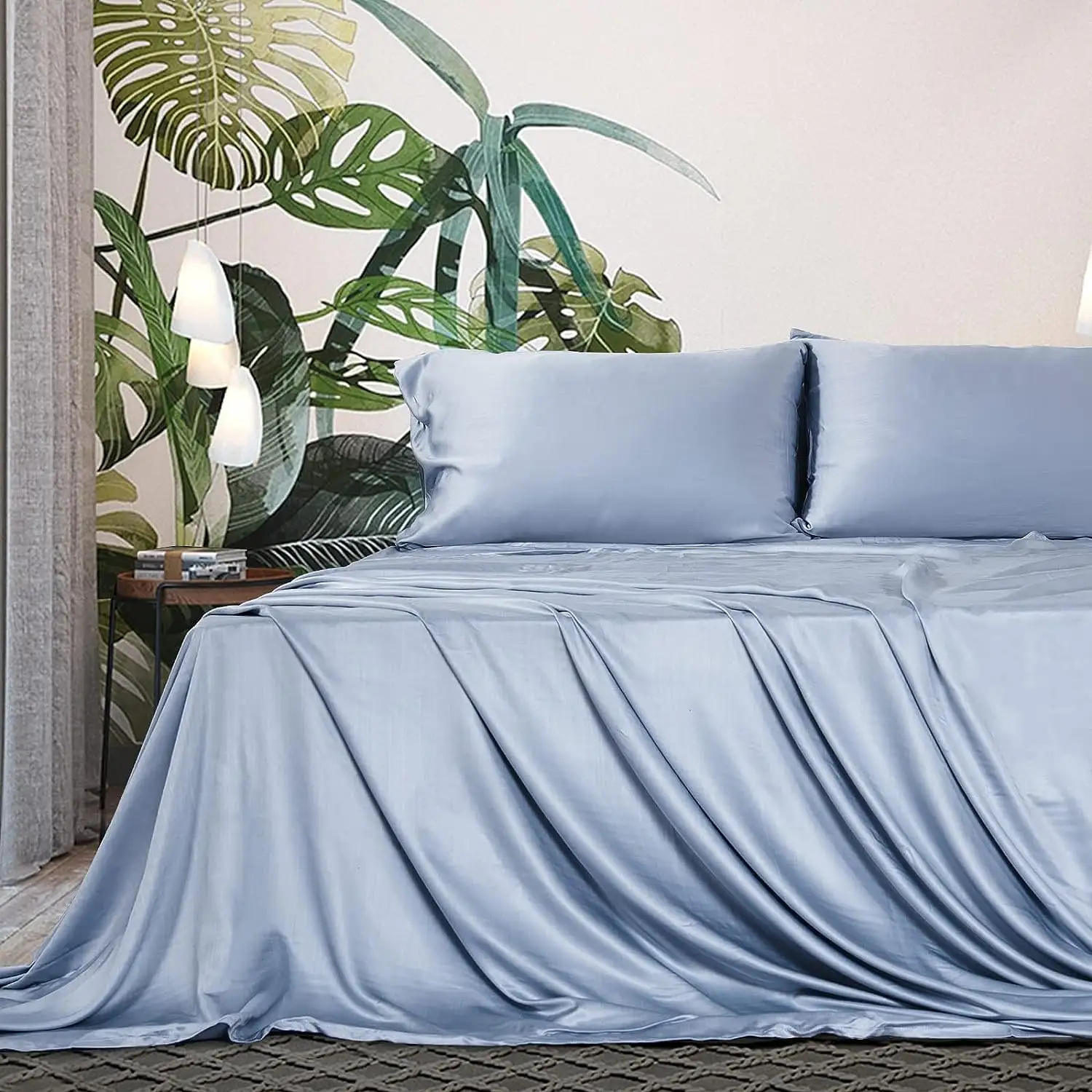 ผ้าปูที่นอนหรูหรา Tencel บริสุทธิ์ 100% ผ้าปูที่นอนขนาดคิงไซส์ชุดเครื่องนอนผ้าปูที่นอนไลโอเซลล์ผ้าปูที่นอนกระเป๋าลึก