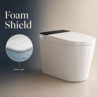 WC intelligent moderne monobloc avec bidet électrique, couvercle automatique, lavage à l'eau chaude, séchage à l'air et chasse d'eau par capteur