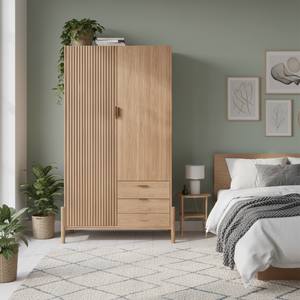 2 <b>Door</b> & <b>3</b> drawer almirah with simple grooves on the <b>door</b> Luxury Antique Traditional Solid Wood Handmade - Product Image 2