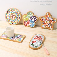 Kit de fabrication de sous-verres en verre avec plateau en bambou pour boissons Décoration intérieure Cadeau d'anniversaire pour adultes