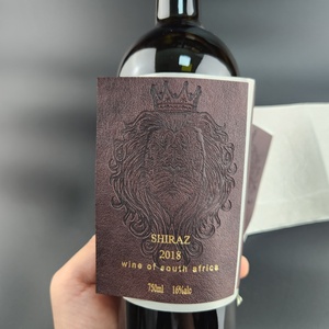 Custom Leather Patch PU Label Wine <b>Bottle</b> <b>Sticker</b> Red Wine Vintage Label with Embossed Special Leather - Product Image 5