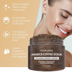 Scrub <span class=keywords><strong>Corpo</strong></span> al Caffè per <span class=keywords><strong>Pelle</strong></span> <span class=keywords><strong>Secca</strong></span> con Aloe Vera, Sale del Mar Morto, Zucchero e Cellule Staminali, Esfoliante Nutriente e Sbiancante, Etichetta Privata - Product Image 3