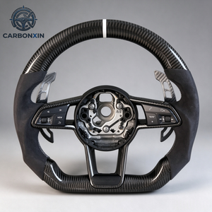 Volant de voiture personnalisé en cuir et fibre de carbone pour Audi A3 A4 A6 Q5 B9 A5 SQ5 Q7 Q8 C8 A7 RS6 C8 RS7 RSQ8 RSQ3 R S Line RS - Product Image 1
