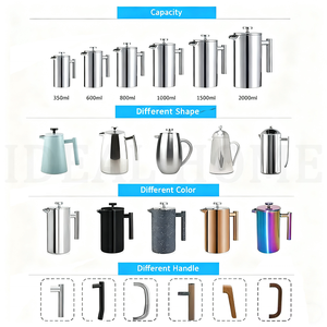 Cafetière à piston isotherme 1L (34 oz) avec système de filtration, double paroi, revêtement coloré, en acier inoxydable 304 - Product Image 5