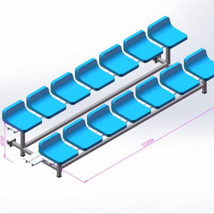 2 Rows Low Rise Aluminum Gym Bleacher Football <b>Bench</b> Seating with Plastic Stadium Chair Stadium Grandstand Factory Customized - Product Image 1
