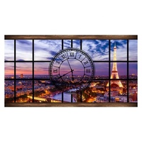 Papier peint mural 3D Paysage nocturne de la Tour Eiffel de Paris, pour restaurant et hôtel