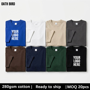 프리미엄 280gsm 헤비웨이트 오버사이즈 티셔츠 100% 코튼 스트릿웨어 에센셜 티셔츠 커스텀 자수 DTG 프린팅 로고 티셔츠 - Product Image 4