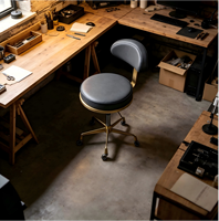 Tabouret ergonomique pivotant à 360 degrés avec dossier, hauteur réglable, roulettes silencieuses pour usage commercial en intérieur
