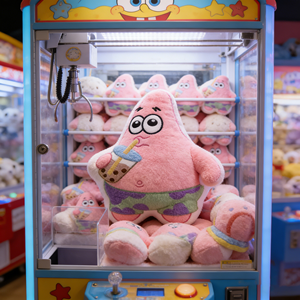 Kawaii Patrick Star Plush Pillow Cute Cartoon Stuffed Animal with Bubble Tea Hugging <strong>Cushion</strong> Kids Gift Claw Machine Vending - Product Image 1