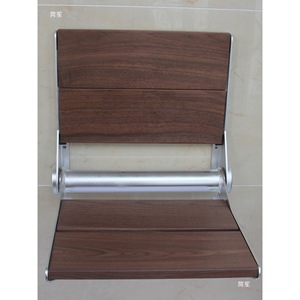 Banc mural à ressorts en bois massif, chaise pliante en acier inoxydable 304, tabouret de salle de bain pour changer de chaussures - Product Image 5