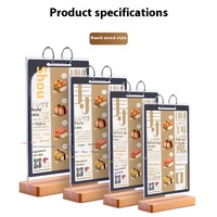 Rak Display Desktop kayu Beech tanda meja Menu Loose-Leaf ramah lingkungan harga promosi grosir untuk Menu kartu buku kayu