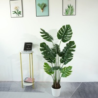 Décoration d'intérieur de jardin Plante verte populaire Faux plastique Bonsaï Tortue Feuille Tige Artificielle Monstera Arbre