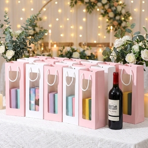 Sac cadeau pour fleurs avec poignée, sacs d'emballage pour vin avec fenêtre, sacs en papier pour emballer des fleurs pour la Saint-Valentin, un anniversaire, un mariage - Product Image 3