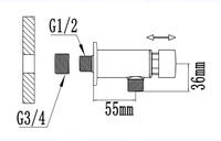Robinet d'angle mural moderne durable et écologique à bouton-poussoir en plastique avec temporisation, finition chromée, filetage mâle, pour usage hôtelier 1/2