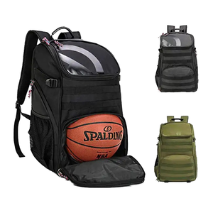 Sac à dos de sport unisexe avec fermeture éclair imperméable doublure en polyester poche en maille pour ordinateur portable équipement de sport-Baseball Basketball Football - Product Image 1