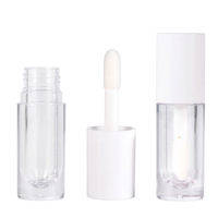 Nouvel emballage cosmétique vide de 6,5 ml, transparent, en plastique, avec brosse épaisse, bouchon à vis, impression personnalisée du logo, tubes pour gloss à lèvres
