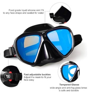 Máscara de Buceo con Snorkel, Panorámica HD, Antivaho, de Vidrio Templado y Goma, Lente Única, para Adultos y Jóvenes - Product Image 5