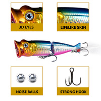 NOUVEAU OEM 8cm/10.7g appât dur multi-section leurres de pêche Topwater Popper Bait Wobblers artificiels matériel de pêche en plastique