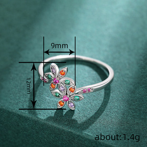 Anello alla Moda con Fiori Colorati, Design Floreale Minimalista, Gioiello Elegante da Indossare Ogni Giorno per Donne - Product Image 3