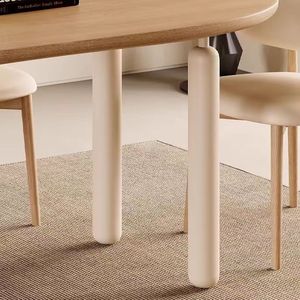 프랑스 크림 스타일 식탁 현대 간단한 하이 퀄리티 타원형 북유럽 나무 식탁 세트 <span class=keywords><strong>4</strong></span> 의자 - Product Image 5