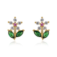 Anting Bunga Zirkon Perak Sterling S925 untuk Wanita, Gaya Mewah Kelas Atas, Gaya Eropa dan Amerika